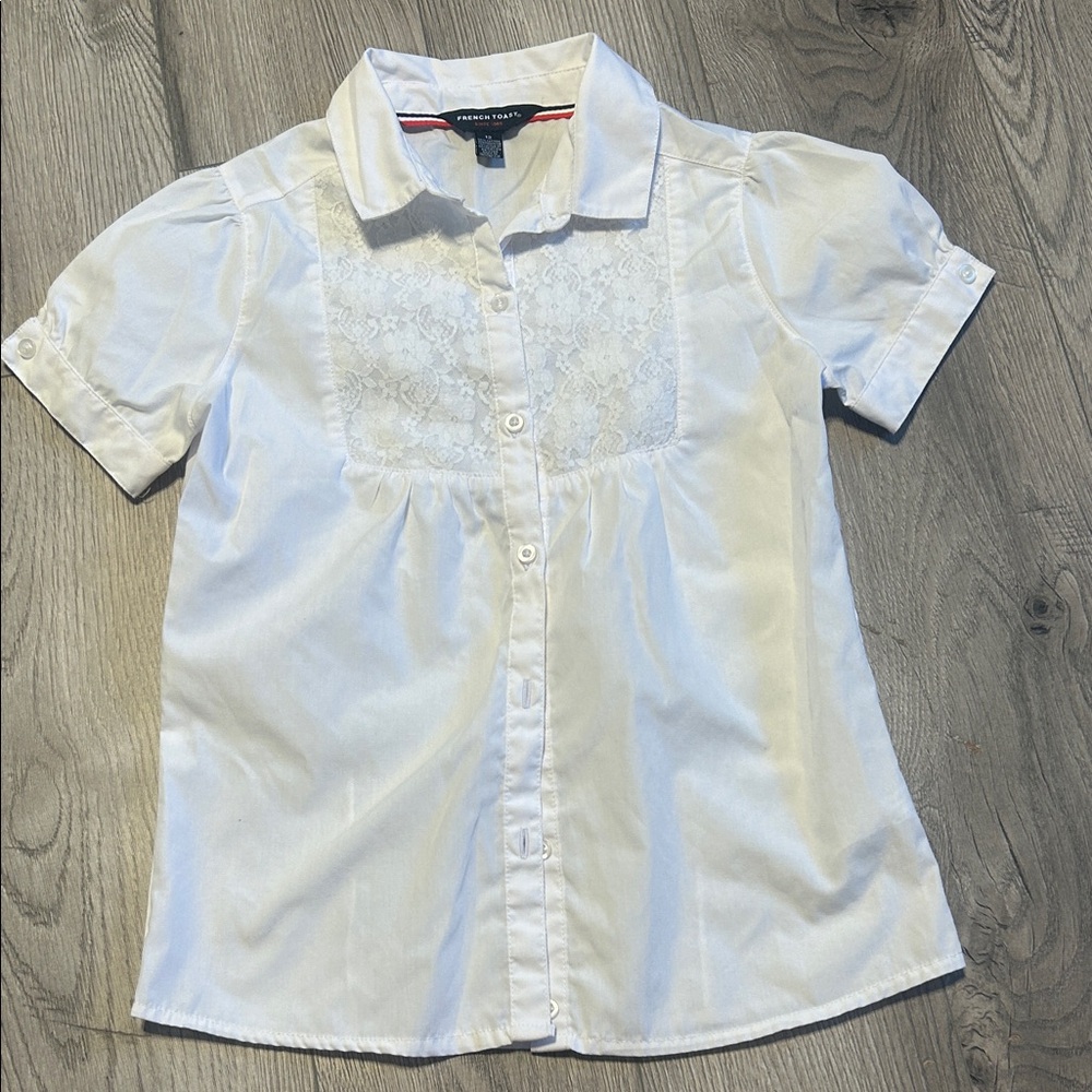 French Toast White Button Down Kids Shirt